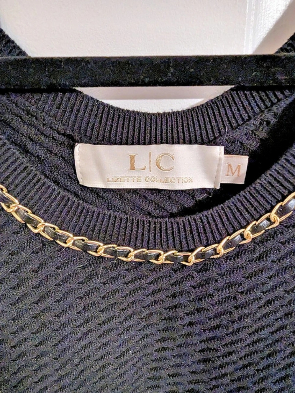 Lizette Collections Chain Trim Tank Top - Black -Size M - Chic, Voguish, Sleek - Picture 3 of 5
